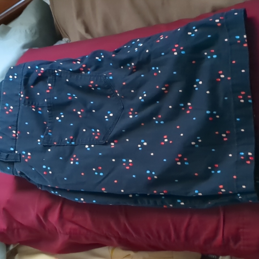 Croft & Barrow navy blue pink red confetti print skirt skort size 16